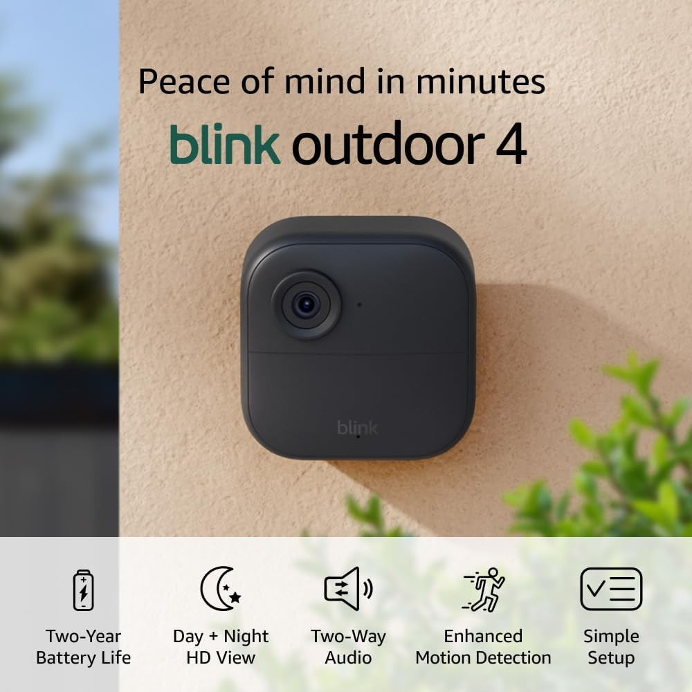 2pk blink outdoor 4 battery-powered wireless smart security camera with day & night view, 2-way talk - 1080p HD - black image 2