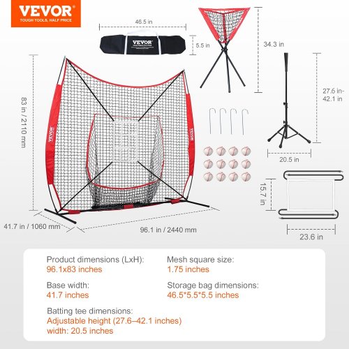Baseball Softball Practice Net - 7FT x 7FT - Black/Red (Model: SS-YDBQW006) image 3