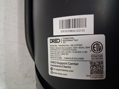 DREO 4-SETTING OSCILLATING TOWER FAN WITH REMOTE CONTROL - 36" - BLACK (MODEL: DR-HTF007) image 5