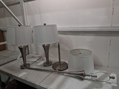 3pc Darlington Lamp Set-150 W E26 type A-16"L X 16"W X 60"H/15" x 15" x 27"-Brushed chrome grey (model: 1072538) image 2