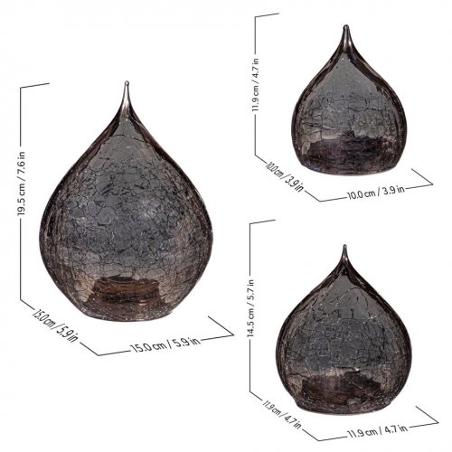 3pc LED Glass Raindrops - 7.3" / 5.7" /4.7" - grey (model: 1759342) image 2