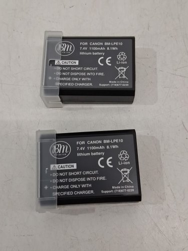 2pk bm premium RECHARGEABLE BATTERY FOR CANON LP-e10 CAMERAS - 7.4v - 1100mah - black (MODEL: LP-E10) image 3