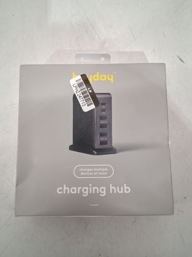 heyday 6-port charging hub with 2x usb-c & 4x usb-a ports - black saffiano (model: 080 08 2897) image 2