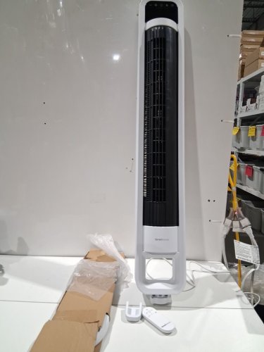 omnibreeze premium 38" Rotating tower fan with wifi CONTROL, 5-SPEEDS & REMOTE - white/BLACK (model: 5333021/dc2313r-g) image 3