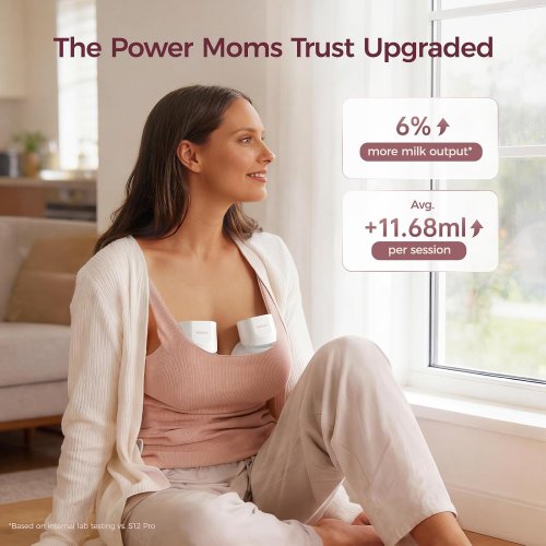 Momcozy Breast Pumps S12 Pro Quick -Hands-Free Wearable and Wireless Pump with DoubleFit Hybrid Flange - 3 Modes and 9 Levels - Smart Display-DoubleFit Hybrid Flange - white image 4