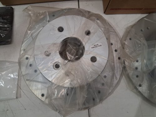 PowerStop Rear Brake Carbon Fiber Ceramic Brake Pads & Drilled/Slotted Rotors For 2000-2004 Toyota Avalon - GREY/BLACK (model: KC2322 / Z23-828 / JBR934XL / JBR934XR) image 4