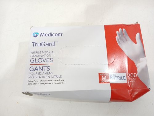 200PK Medico TruGard Nitrile Medical Exam Gloves - MEDIUM - White (model: 1858761) image 2