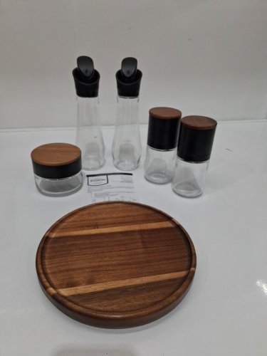6PC TRUDEAU SEASONING STATION WITH LAZY SUSAN, 2 OIL BOTTLES, 2 GRINDERS, AND 1 JAR (MODEL: 1796149) image 3