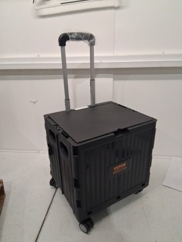 multipurpose heavy duty foldable utility hand cart with rotating wheels and telescopic handle - 110lb capacity - black/orange (model: 8822) image 3