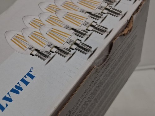 12pk LVWIT LED Chandelier Decorative Candle Light Bulbs - Dimmable, 60W Equivalent, 500Lm, E12 Candelabra Base, 2700K - Warm White (model: lds-b10-4.5w-e12) image 3