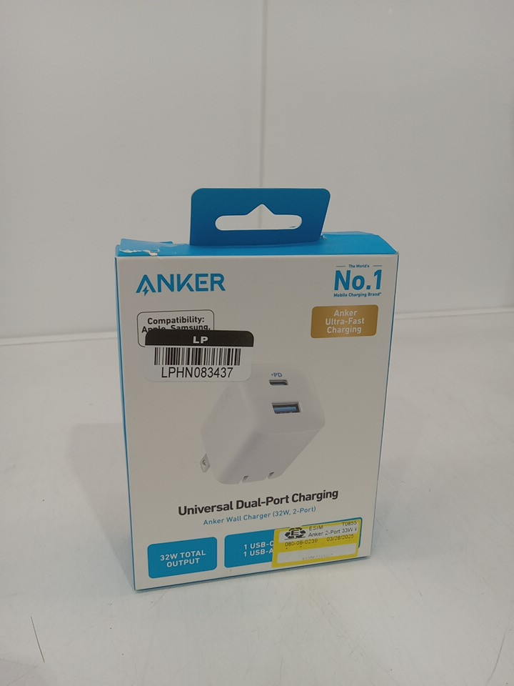 Anker two-port usb-c & usb-a charging wall block - 32W - White (Model: A2326) image 2