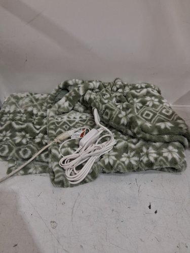 Berkshire Life Heated Throw - 4 Heat Settings - Machine Washable - Extra Long Cord - 50" x 60" - GREEN/ white (model:  1727175) image 3