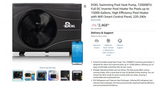 DOEL SWIMMING POOL DC INVERTER HEATER PUMP FOR POOLS UP TO 15000GAL - 72000BTU, 240V - BLACK - (MODEL: CIP-21SE) image 2