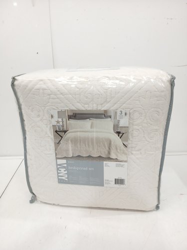 3PC VCNY Home Quilt Set Bedding with Matching Shams - Queen - White (Model: WS13BP-QUEN-IN) image 3