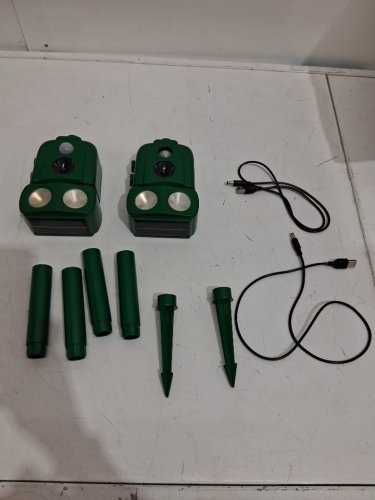 solar powered waterproof outdoor animal repeller with flashlight - dark green image 3