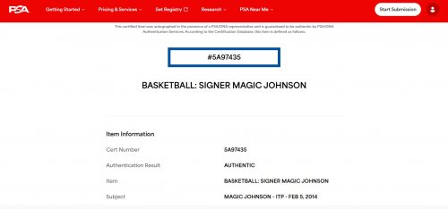 SIGNED MAGIC JOHNSON SPALDING BASKETBALL WITH COA FROM PSA image 2
