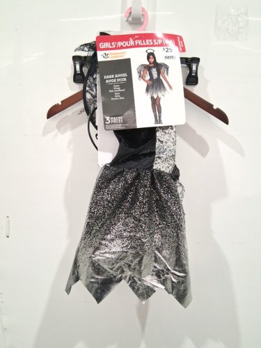 3PC GIRL'S WAY TO CELEBRATE DARK SPARKLE ANGEL COSTUME - SMALL / 4-6 - BLACK/SILVER image 2