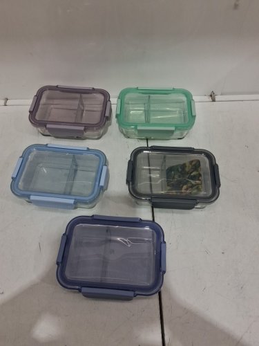 10PC Ello Colour Lock Divided Glass Meal Prep Set - 800ML - MULTICOLOUR (MODEL:1901809) image 3