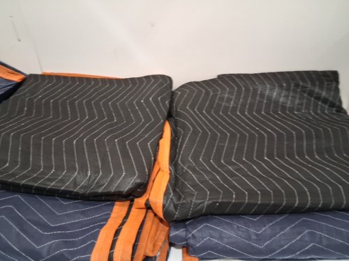 9pk heavy duty moving blankets - 80" x 72" - non-woven & recycled cotton packing blanket - blue/orange/black (model: yb085-35) image 5