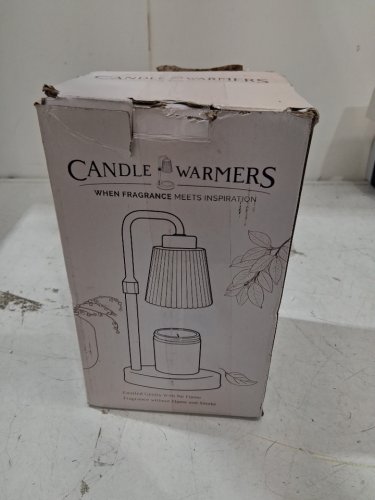Dimmable Candle Warmer Lamp with Timer, Height Adjustable - black/wood/warm amber glass image 4