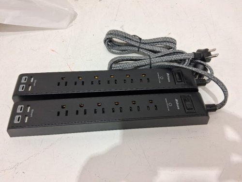 2PK Mifaso Surge Protector Power Bars with 6 Outlets, 2 USB-A, and 2 USB-C Ports - 10FT Braided Cable - Black (Model: MFS311B2) image 3