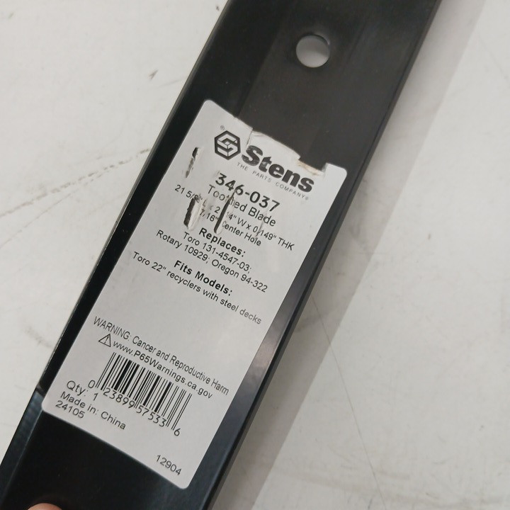 stens Toothed Blade mower replacement blade for toro mowers - 22" - black (model: 346-037) image 2