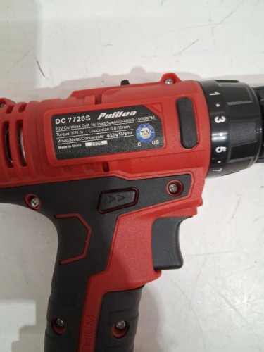 pulituo battery powered cordless drill with led light - red (model: dc7720s) image 4