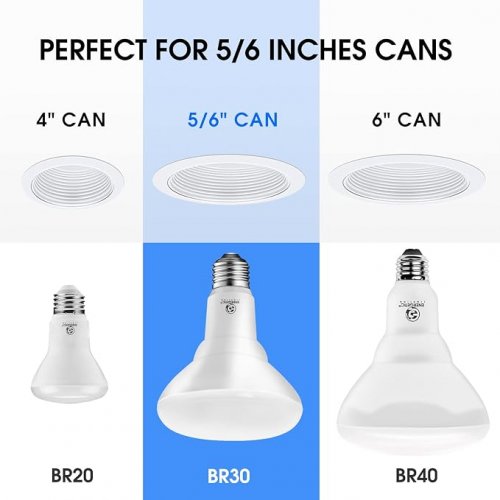 6PK EVELOR dimmable BR30 LED BULB - E26 base - 800LM/5000K/7W image 2