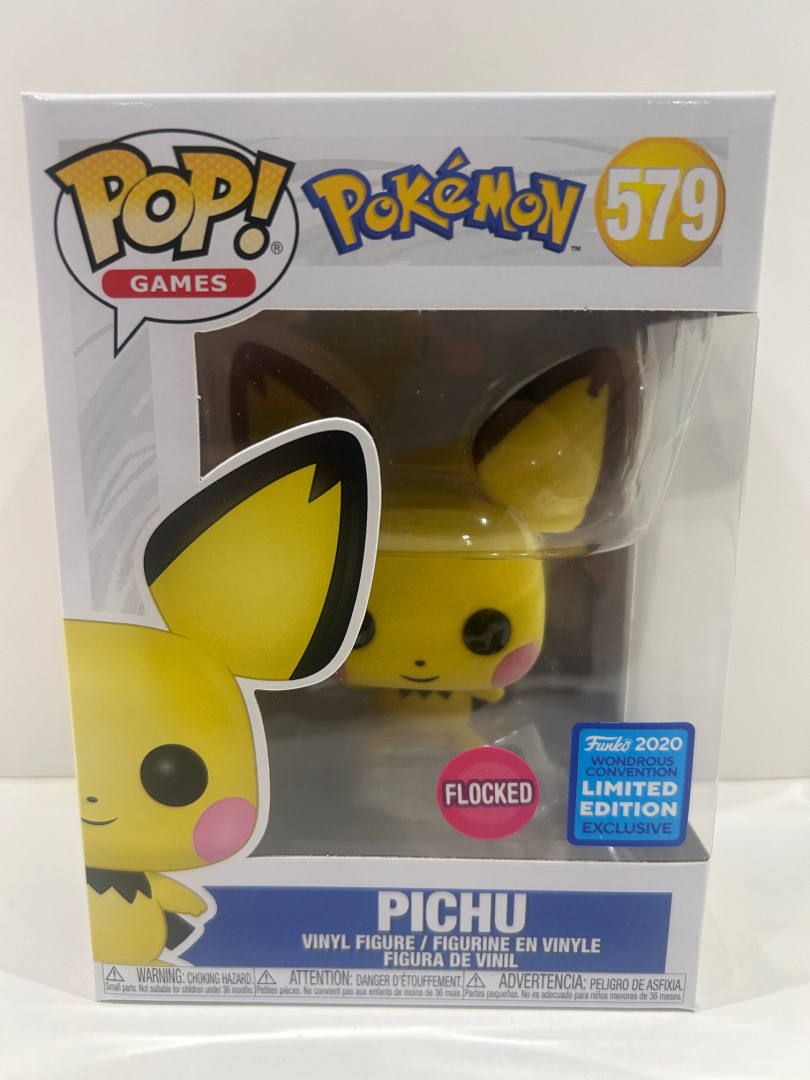 Funko pop! **flocked**2020 wondrous convention** games: pokemon - pichu vinyl figure (#579) image 2