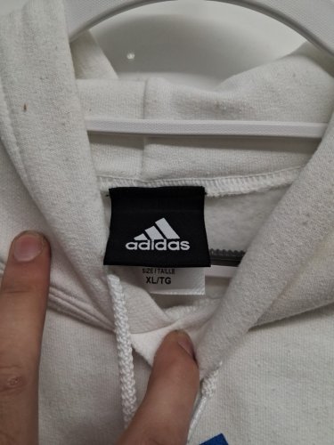 Men's Adidas Essentials Logo Hoodie - Extra Large - White/Red/Blue image 3