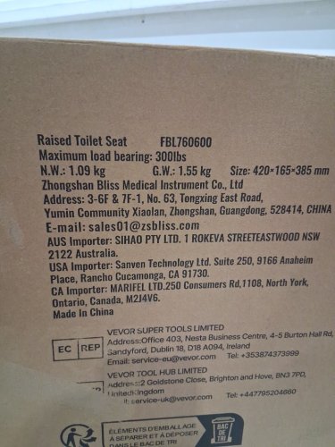 RAISED TOILET SEAT RISER - 4" RAISED - WHITE - (MODEL: FBL760600) image 2
