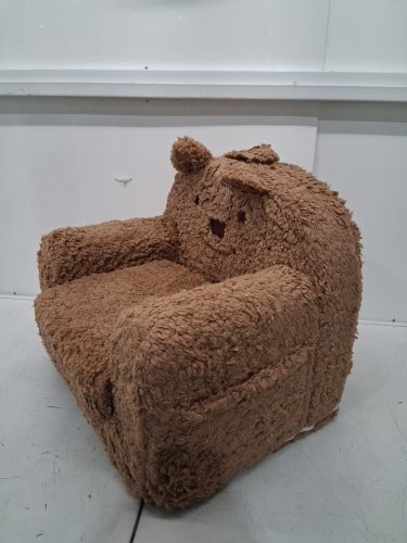 KISDSA 2-IN-1 FLIP OUT KID'S CHAIR SOFA COMBO, CONVERTIBLE READING CHAIR - 20" - BROWN BEAR, SHERPA image 4