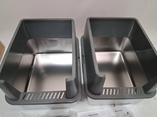 2PK stainless steel cat litter box with scoop - XL - 16" X 12" X 14" - GREY image 4