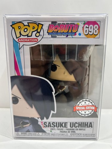 Funko pop! **special edition** animation: boruto Naruto next generation - sasuke uchiha vinyl figure (#698) **plastic protector cover** image 2