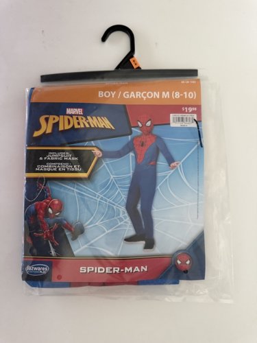 2PC BOYS JAZWARES COSTUME PLAY SPIDERMAN COSTUME JUMPSUIT AND MASK - MEDIUM (8-10) - RED/BLUE image 2