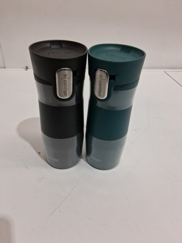 2PC CONTIGO WEST LOOP STAINLESS STEEL TRAVEL MUG - 473ML - BLACK/GREEN (MODEL: 2027032) image 2