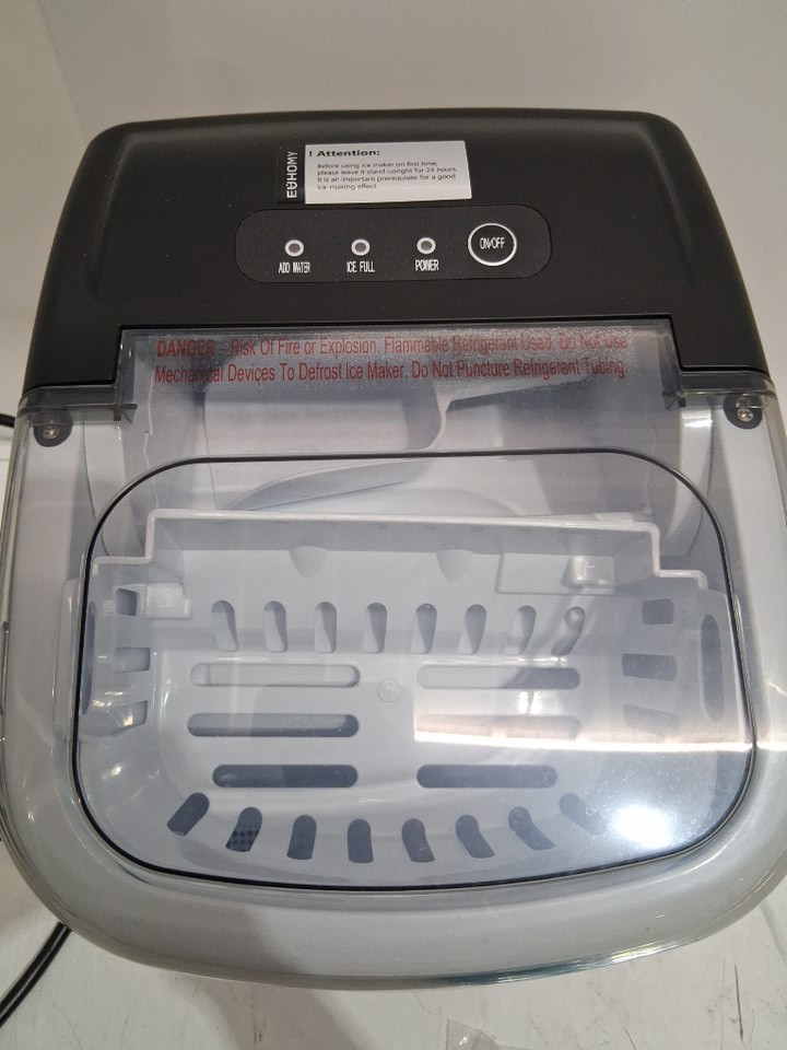 EUHOMY Countertop Ice Maker Machine with Handle, Basket and Scoop - MAKES 26LB/Day - BLACK (MODEL: im-06d/IM001-Bbl-CAEH) image 4