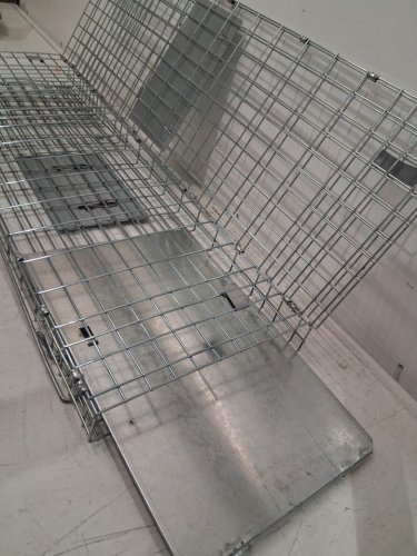 HUMANE ANIMAL TRAP - GALVANIZED IRON - 30" X 10" X 12" - SILVER (MODEL: LB-28A) image 4