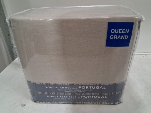 4PC PORTUGAL SOFT FLANNEL FLAT, FITTED & PILLOW CASES BEDDING SET - QUEEN - Beige - (MODEL: 33974) image 2