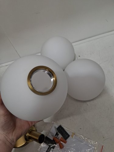 3-light semi-flush mount ceiling light fixture - gold/white (model: lyc009gd-3) image 4