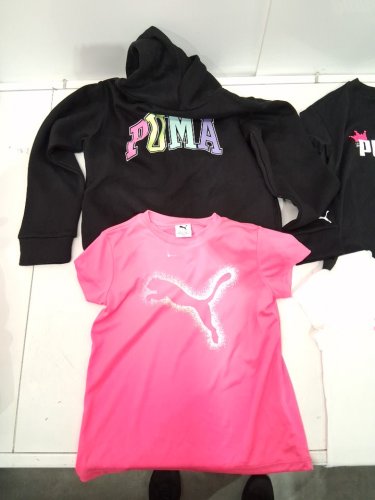 4 PUMA girl's TOPS - 1 HOODIE, 3 SHIRTS - MEDIUM (7/8) - BLACK/PINK/WHITE image 3