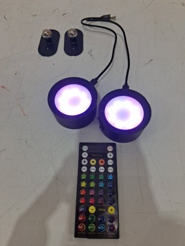 2PK AMETHEUS round LED LIGHTS WITH 3 color temperatures & REMOTE - 3" - Black image 3