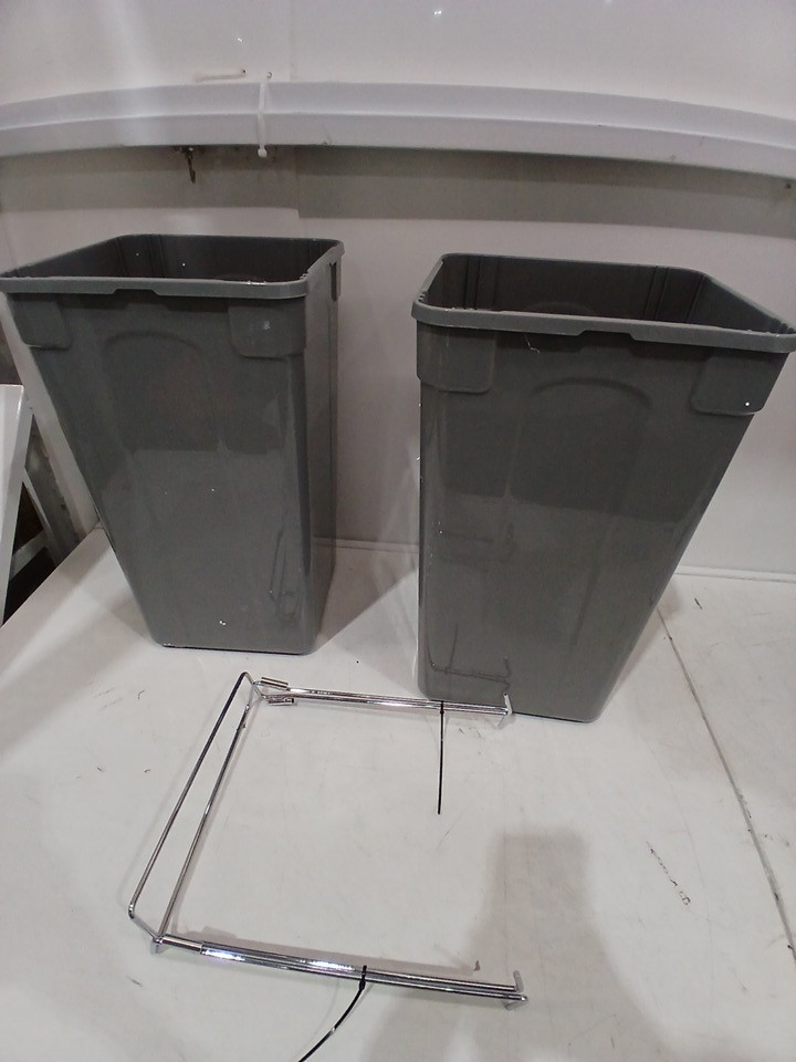 2PC Pullout Trashcans with Metal Extension Sliding System - 50L/25L EACH - GREY (model: ch-ls27l02) image 5