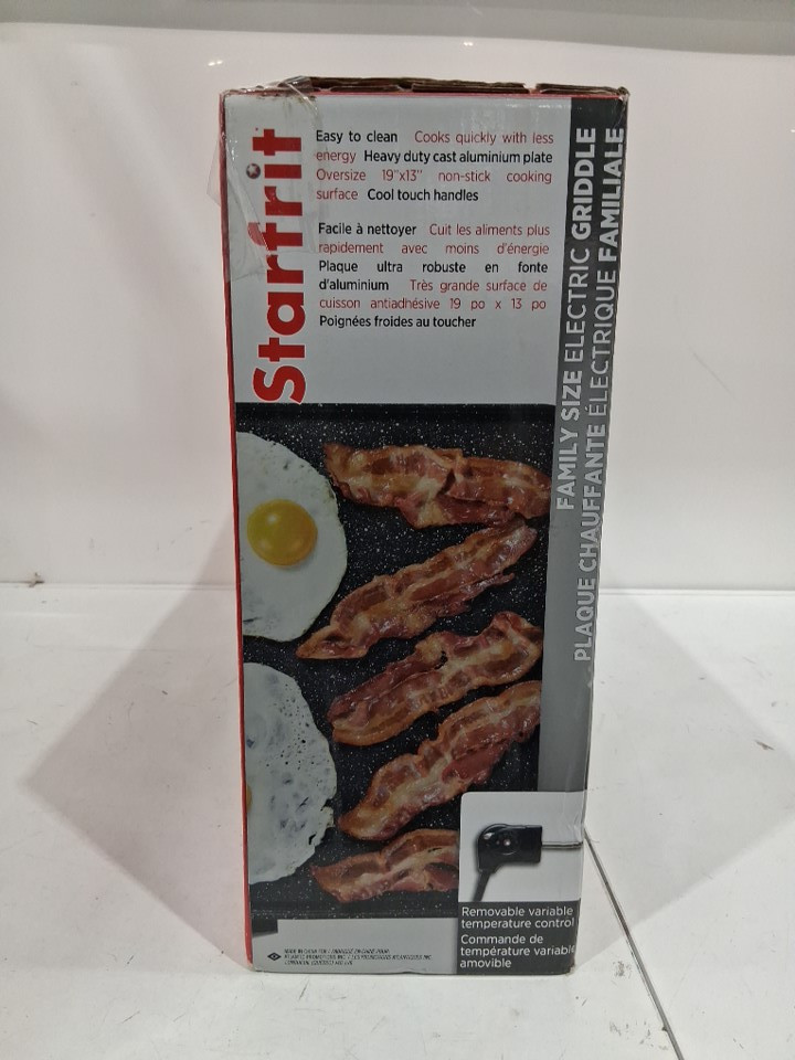 STARFRIT THE ROCK ELECTRIC NON-STICK family size GRIDDLE - 19" x 13" - BLACK (MODEL: 024402) image 3