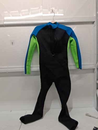 men's downtop thermal neoprene wet suit - back zip - large - black/green/blue image 3