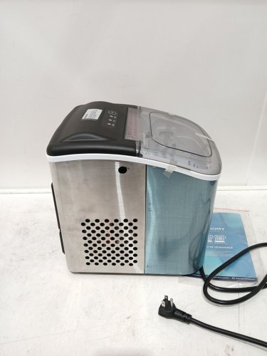 EUHOMY COUNTERTOP ICE MAKER MACHINE WITH HANDLE, BASKET AND SCOOP - MAKES 26LBS PER DAY - STAINLESS STEEL - (MODEL: IM001-BSI-CAEH / IM-06S) image 6