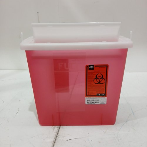 medline horizontal drop sharps disposal container - 5qt - red (model: md5705153) image 2