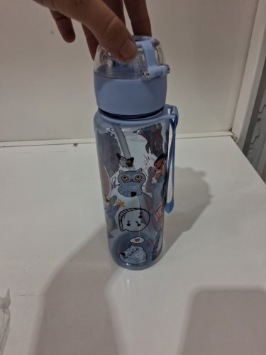 k-pop demon hunter plastic water bottle with flip straw - 27oz - blue image 3