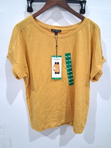 women's mario serrani italy textured short sleeve shirt - extra large - yellow (style: 5308888) image 2