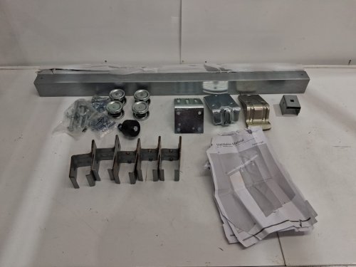 JUBEST Box Rail Exterior Barn Door Hardware Kit DOOR NOT INCLUDED - 6FT 450LBS - SILVER (MODEL: TSQAL11-6FT-B) image 3